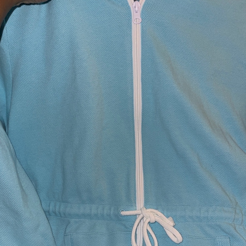 T by Talbots PIQUÉ DRAWCORD HOODED JACKET Size Medium - Picture 4 of 16